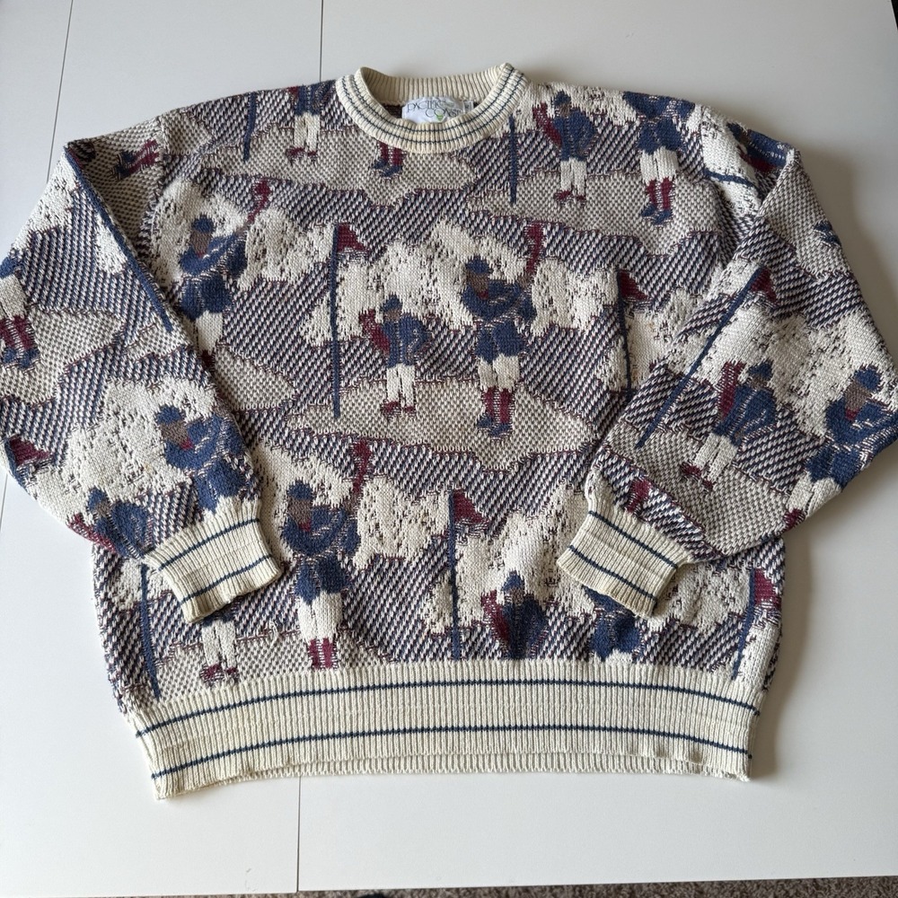 Vintage‎ Pacific Coast Golf Grandpa Knit Sweater Size XL SEE DESCRIPTION